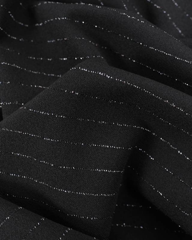 Tissu Scuba Crêpe Noir Rayures Lurex - Mercerine