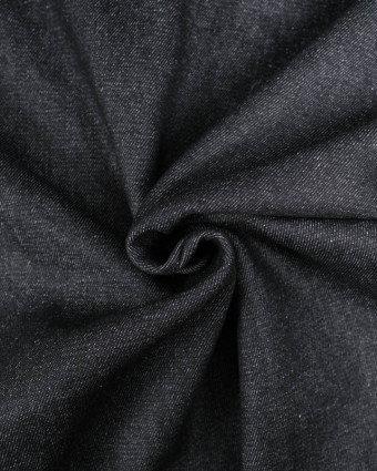 Tissu Denim Noir Envers Bouclette Ecru - Mercerine