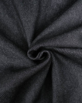 Tissu Denim Noir Envers Bouclette Ecru