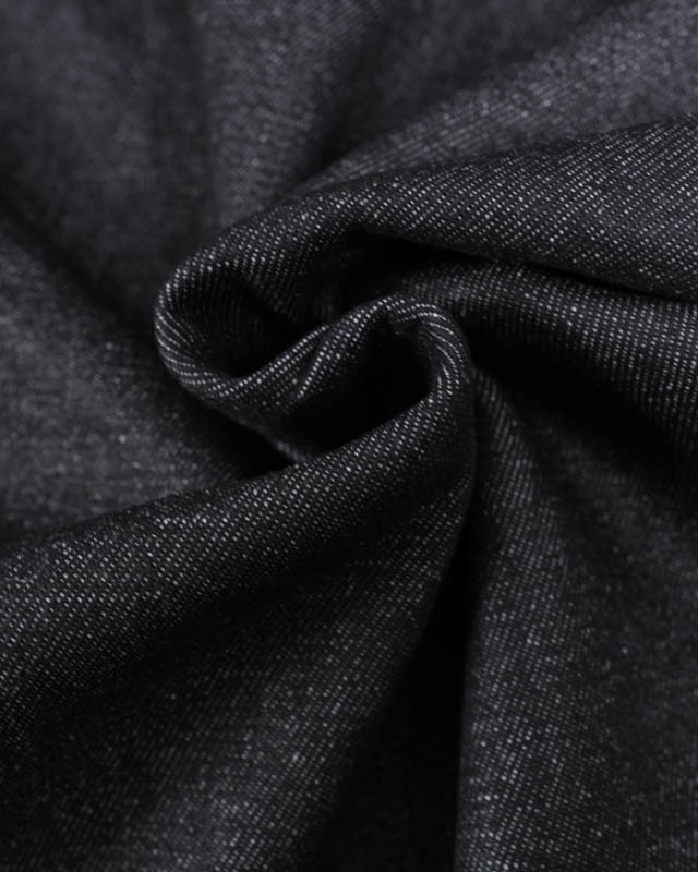 Tissu Denim Noir Envers Bouclette Ecru - Mercerine