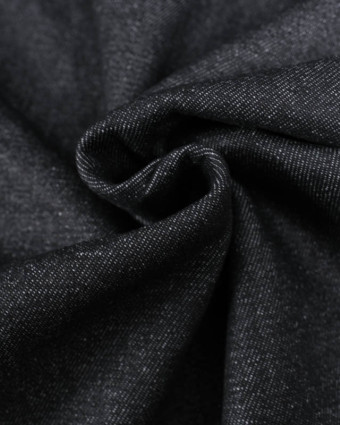 Tissu Denim Noir Envers Bouclette Ecru - Mercerine