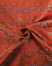 Tissu Satin Doublure Rouge Motif Floral