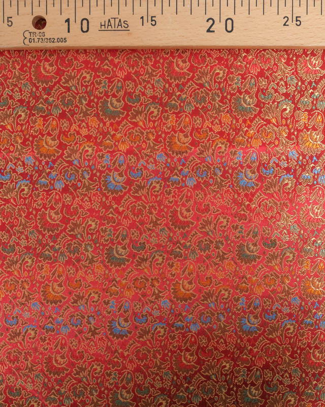 Tissu Satin Doublure Rouge Motif Floral - Mercerine