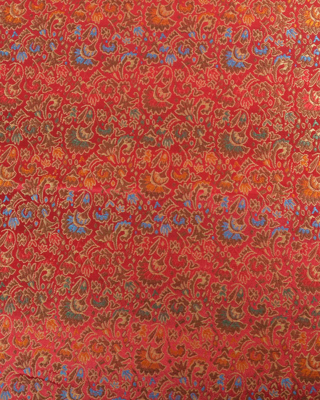 Tissu Satin Doublure Rouge Motif Floral - Mercerine