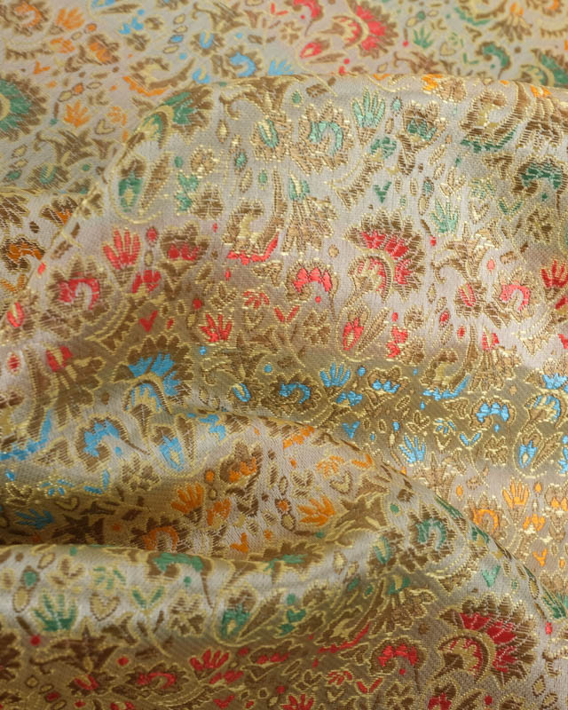 Tissu Satin Beige Doublure Motif Floral - Mercerine