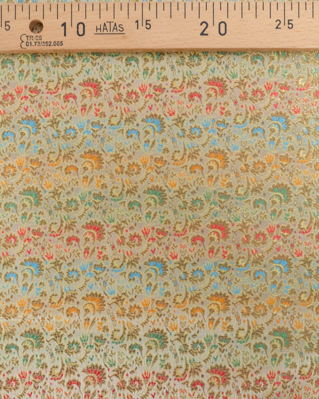 Tissu Satin Beige Doublure Motif Floral - Mercerine