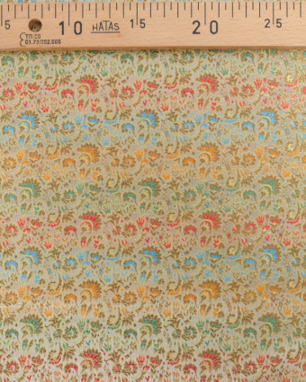 Tissu Satin Beige Doublure Motif Floral - Mercerine