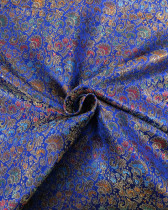 Tissu Satin Bleu Electrique Doublure Motif Floral