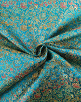 Tissu Satin Turquoise Doublure Motif Floral