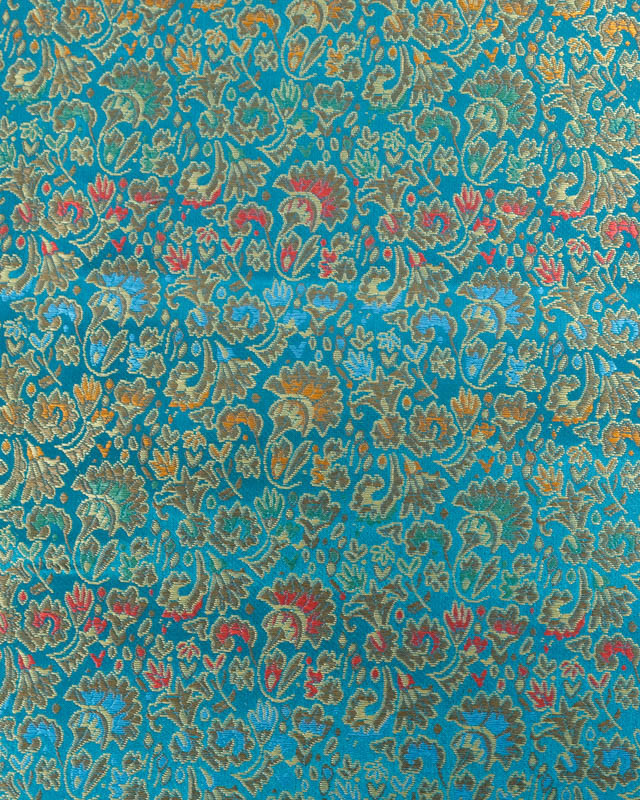 Tissu Satin Turquoise Doublure Motif Floral - Mercerine