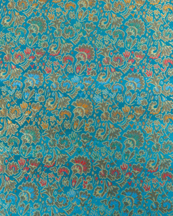 Tissu Satin Turquoise Doublure Motif Floral - Mercerine