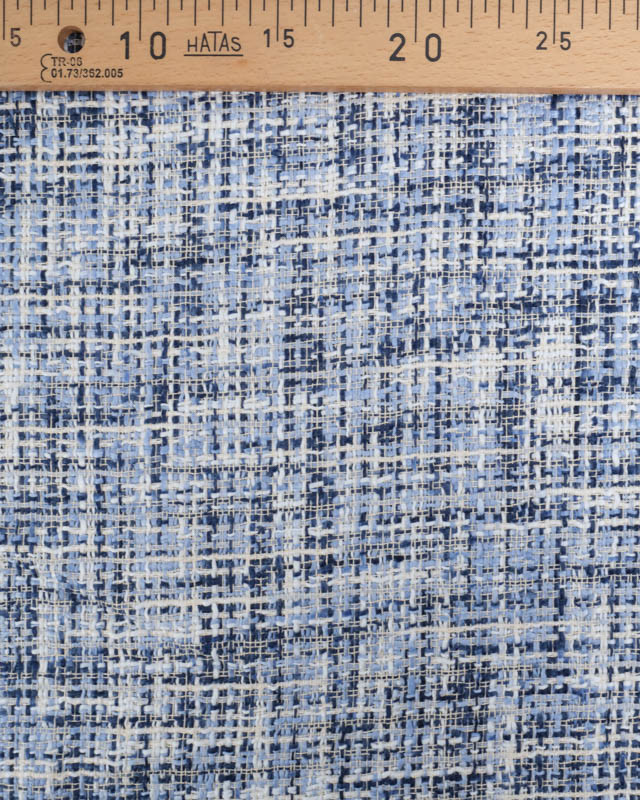 Tissu Tweed Ecru et Bleu - Mercerine