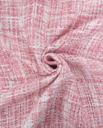 Tissu Tweed Ecru et Rose - Mercerine