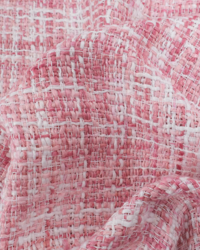 Tissu Tweed Ecru et Rose - Mercerine