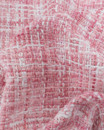 Tissu Tweed Ecru et Rose - Mercerine