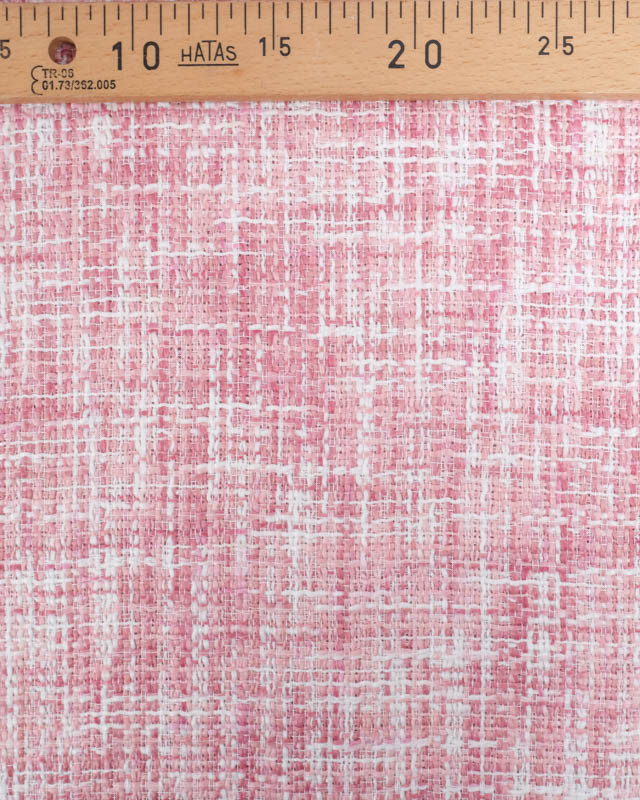 Tissu Tweed Ecru et Rose - Mercerine