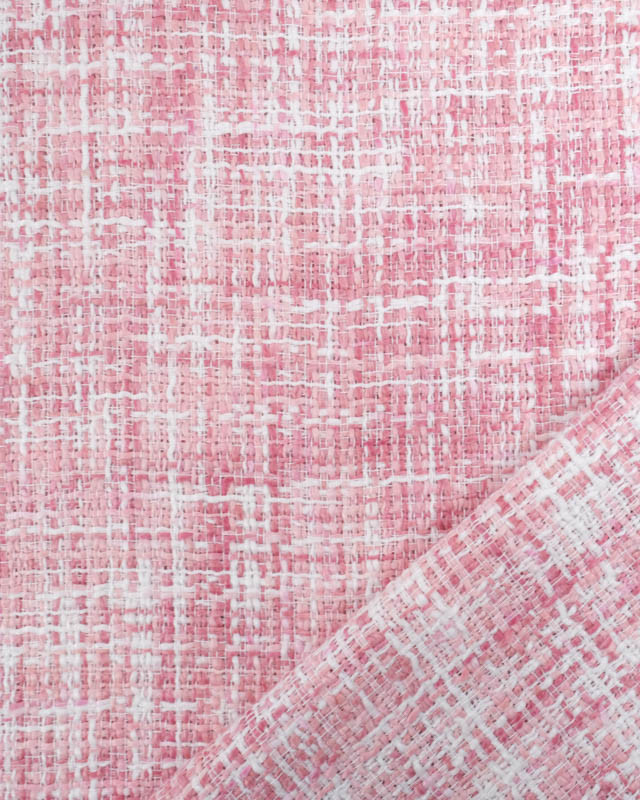 Tissu Tweed Ecru et Rose - Mercerine