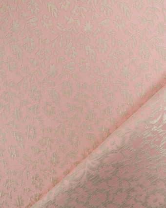 Tissu Jacquard Rose Poudré Motif Fleuri Doré - Mercerine