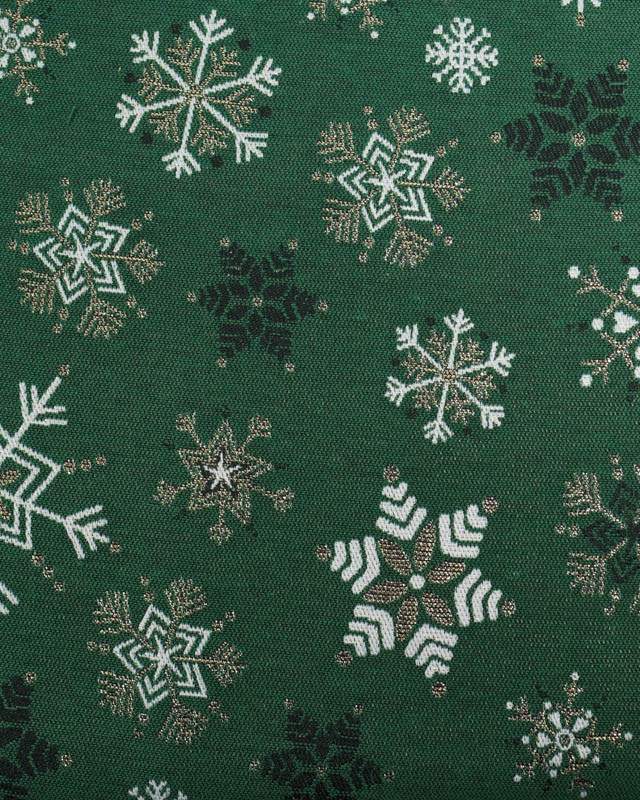 Jacquard de Noël Vert Motif Flocons de Neige - Mercerine