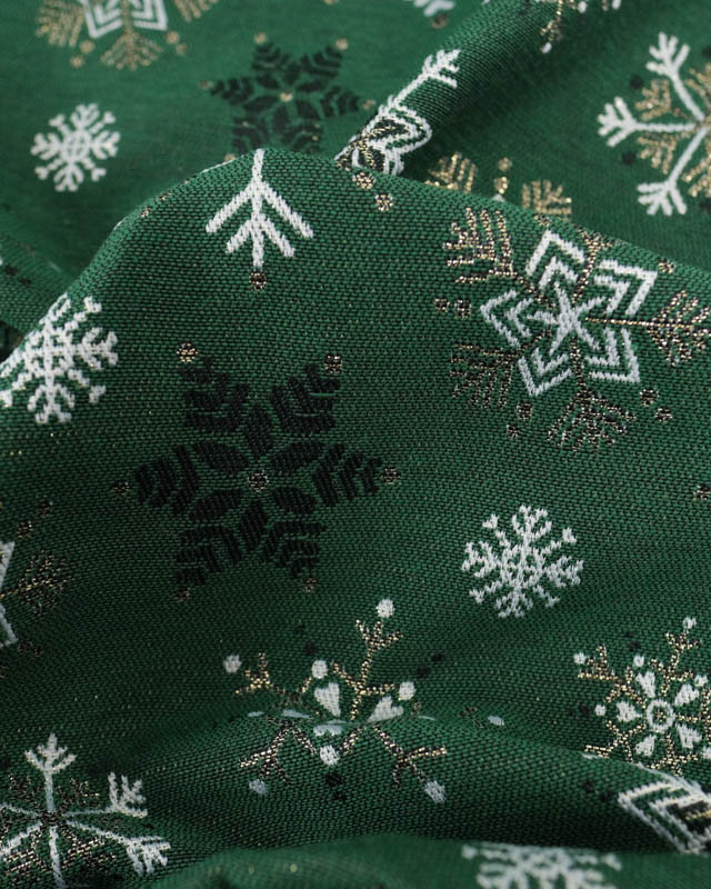 Jacquard de Noël Vert Motif Flocons de Neige - Mercerine