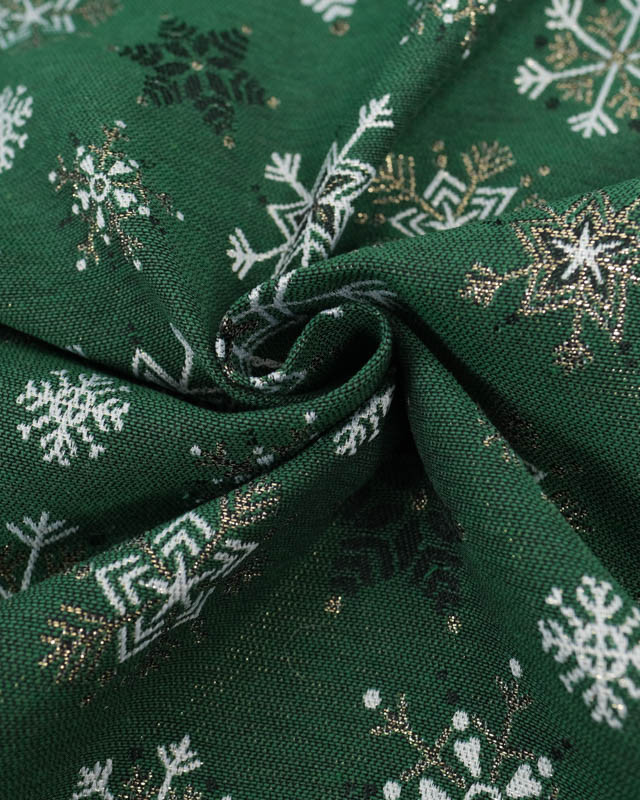 Jacquard de Noël Vert Motif Flocons de Neige - Mercerine