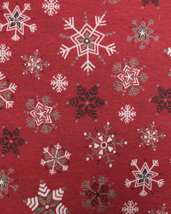 Jacquard de Noël Rouge Motif Flocons de Neige - Mercerine