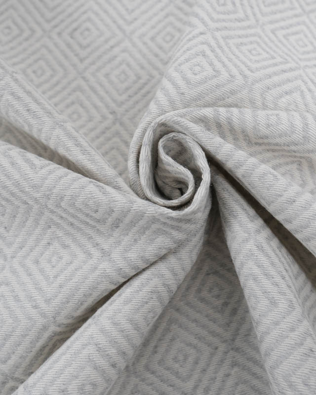 Tissu Jacquard Motif Losange Gris Clair - Mercerine