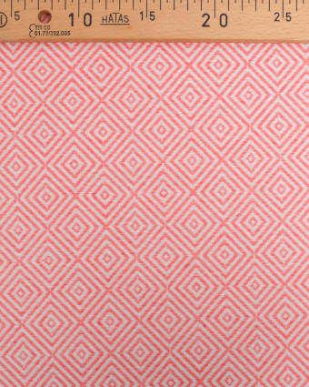 Tissu Jacquard Motif Losange Corail - Mercerine