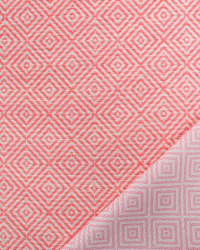 Tissu Jacquard Motif Losange Corail - Mercerine