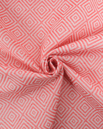 Tissu Jacquard Motif Losange Corail - Mercerine