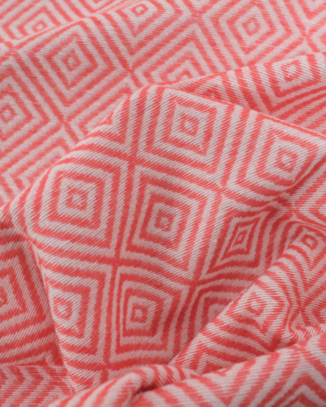 Tissu Jacquard Motif Losange Corail - Mercerine