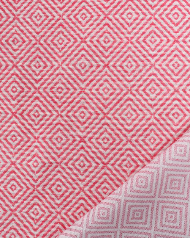 Tissu Jacquard Motif Losange Rouge - Mercerine