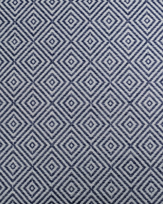 Tissu Jacquard Motif Losange Bleu Marine - Mercerine