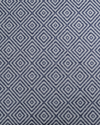 Tissu Jacquard Motif Losange Bleu Marine - Mercerine