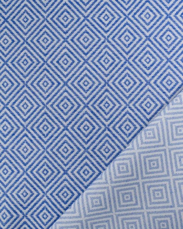 Tissu Jacquard Motif Losange Bleu - Mercerine