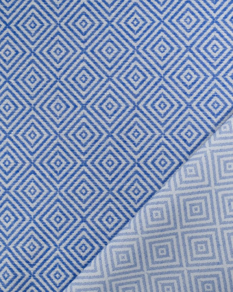 Tissu Jacquard Motif Losange Bleu - Mercerine