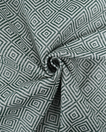 Tissu Jacquard Motif Losange Vert Bouteille - Mercerine