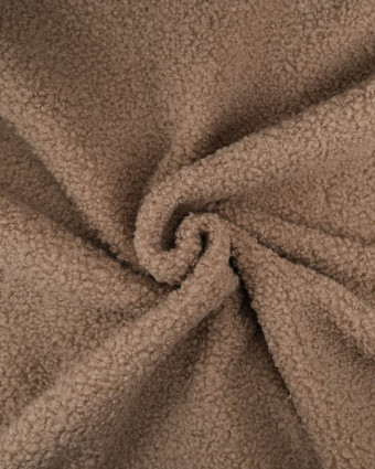 Tissu Bouclette Taupe Envers Polaire Très Doux - Mercerine