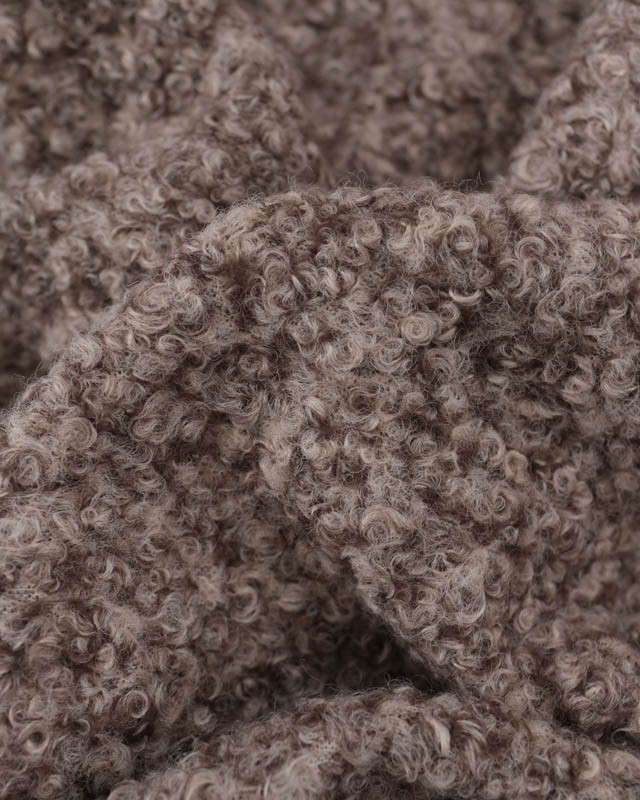 Tissu Bouclette Doux Taupe Chiné  - Mercerine