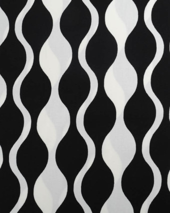 Viscose Ecovero Motif Wavy Ecru et Noir - Mercerine