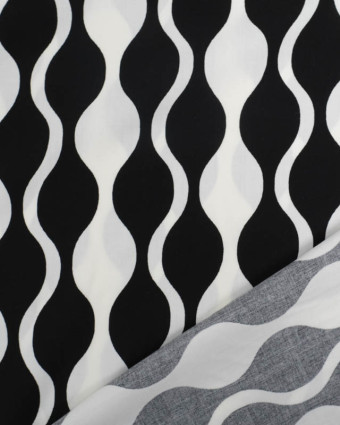 Viscose Ecovero Motif Wavy Ecru et Noir - Mercerine