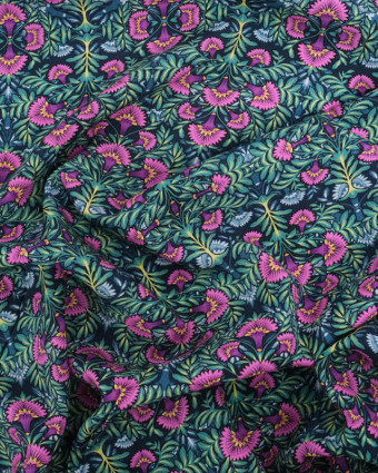 Tissu Viscose Motif Floral Mauve - Mercerine