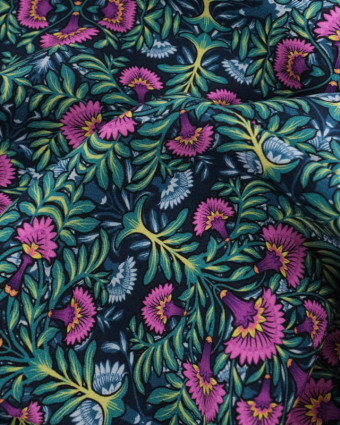 Tissu Viscose Motif Floral Mauve - Mercerine