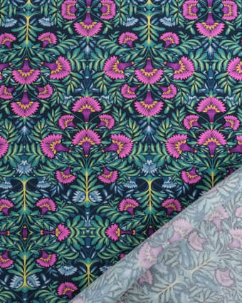 Tissu Viscose Motif Floral Mauve - Mercerine