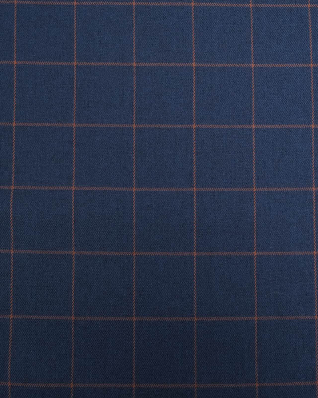 Tissu Ecossais Bleu Marine Carreaux Marrons - Mercerine