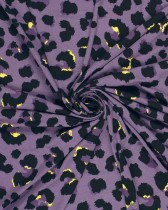 Jersey de Viscose Violet Motif Léopard