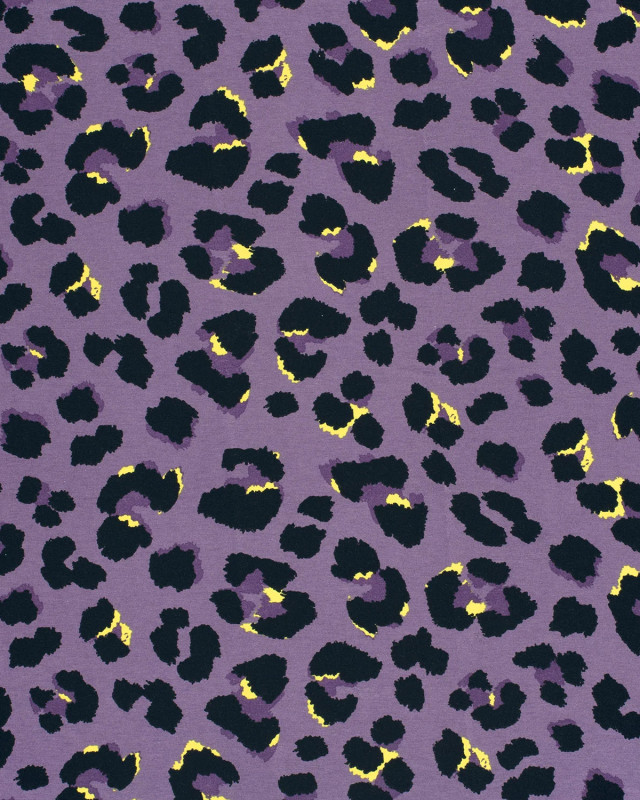 Jersey de Viscose Violet Motif Léopard - Mercerine