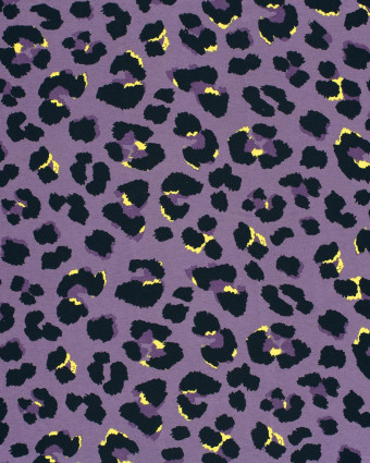 Jersey de Viscose Violet Motif Léopard - Mercerine