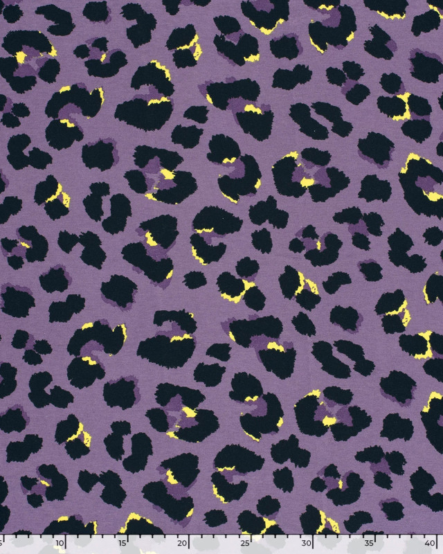 Jersey de Viscose Violet Motif Léopard - Mercerine