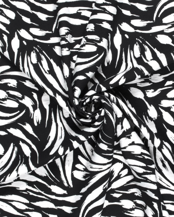 Tissu Viscose Abstrait Noir Et Blanc Oekotex - Mercerine